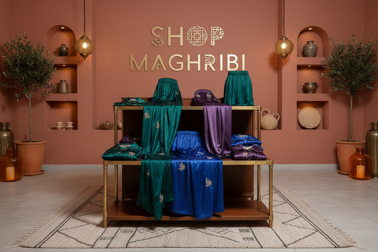 CREATE UN IMAGE DE PYJAMAT SUR MA STORE SHOPMAGHRIBI SUR MAGASIN AVEC UNE GRAND LOGO DE SHOP MAGHRIBI